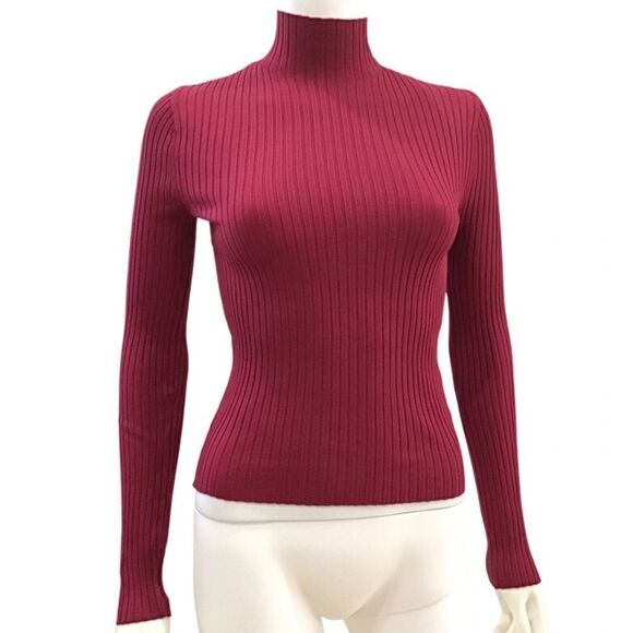Mockneck Long Sleeve Pullover, Berry, Zara, Size Small - Picture 1 of 3